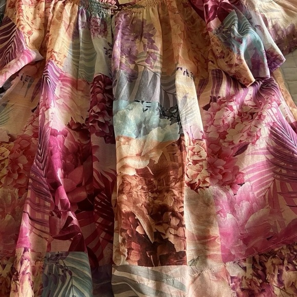 NWT Johnny Was Size Large Esme Floral Short Sleeve Sheer Peasant $225 (A5) - Picture 2 of 13